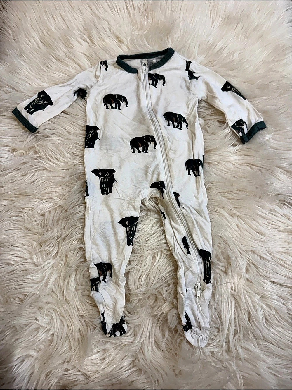 Kyte BABY Elephant Zipper One-Piece Footie Pajamad